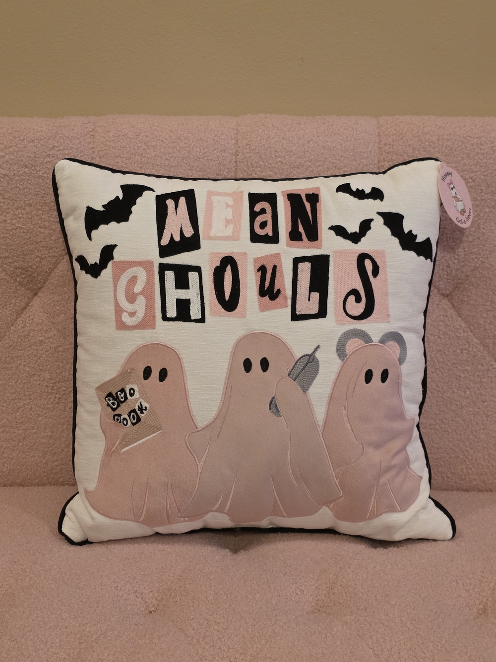 Mean Ghouls Pink Accent Pillow - Decorative Halloween Throw